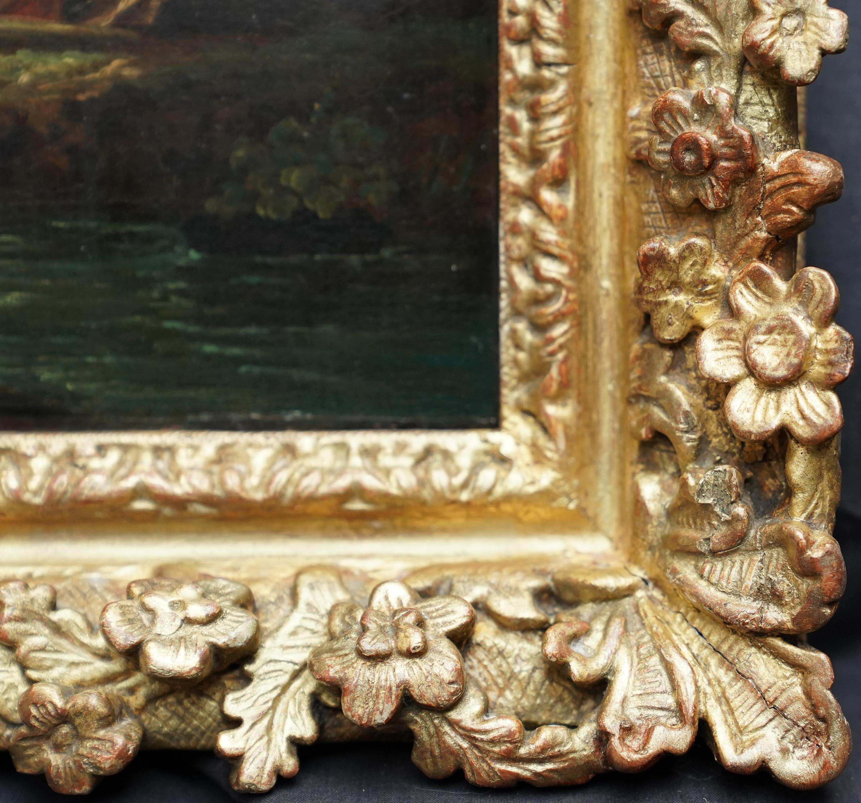 Figures dans un paysage fluvial - peinture à l'huile figurative de maître ancien britannique en vente 5