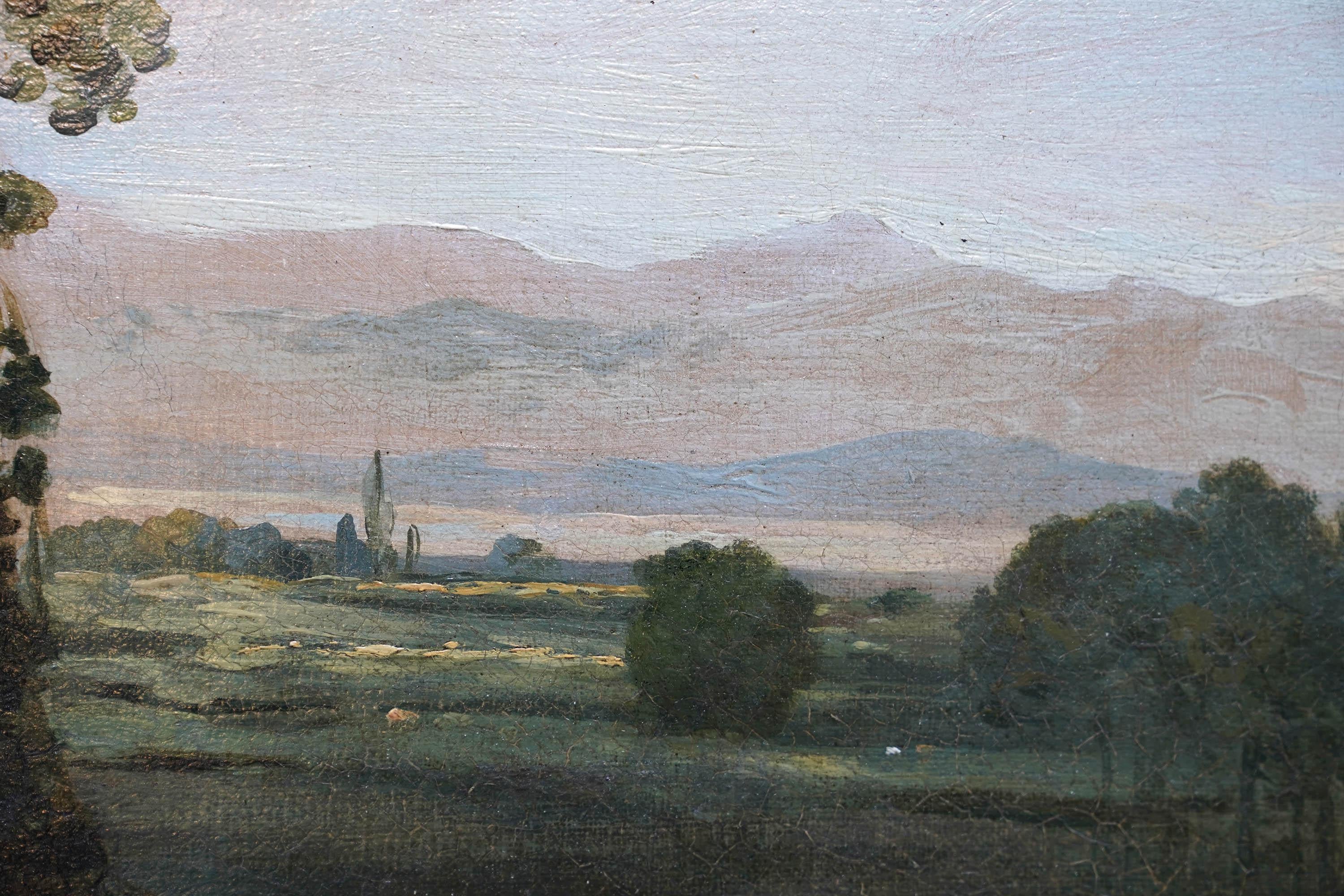 Liebespaar in der Landschaft - Britisches Ölgemälde der pastoralen Kunst des 18. im Angebot 6