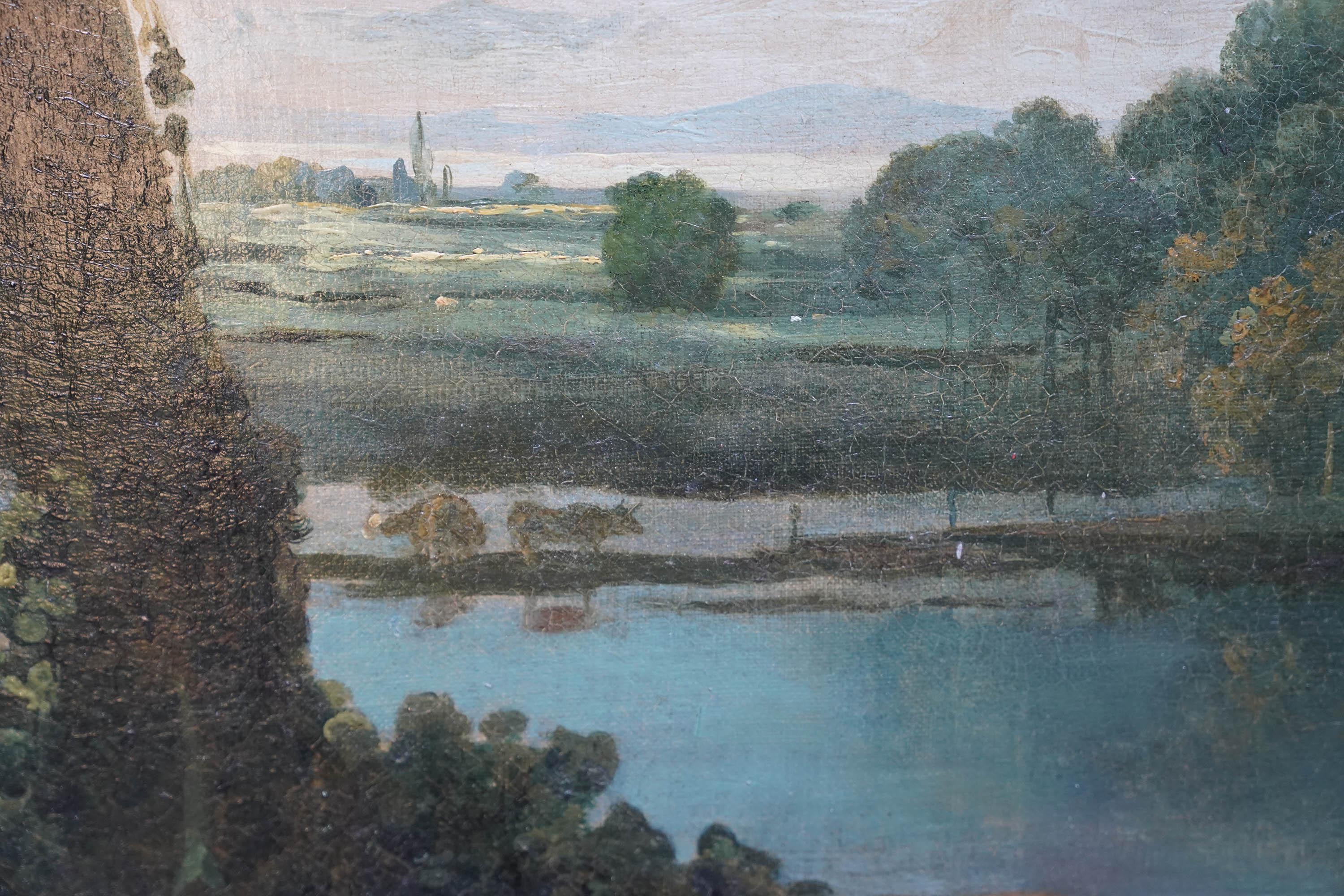 Liebespaar in der Landschaft - Britisches Ölgemälde der pastoralen Kunst des 18. im Angebot 7