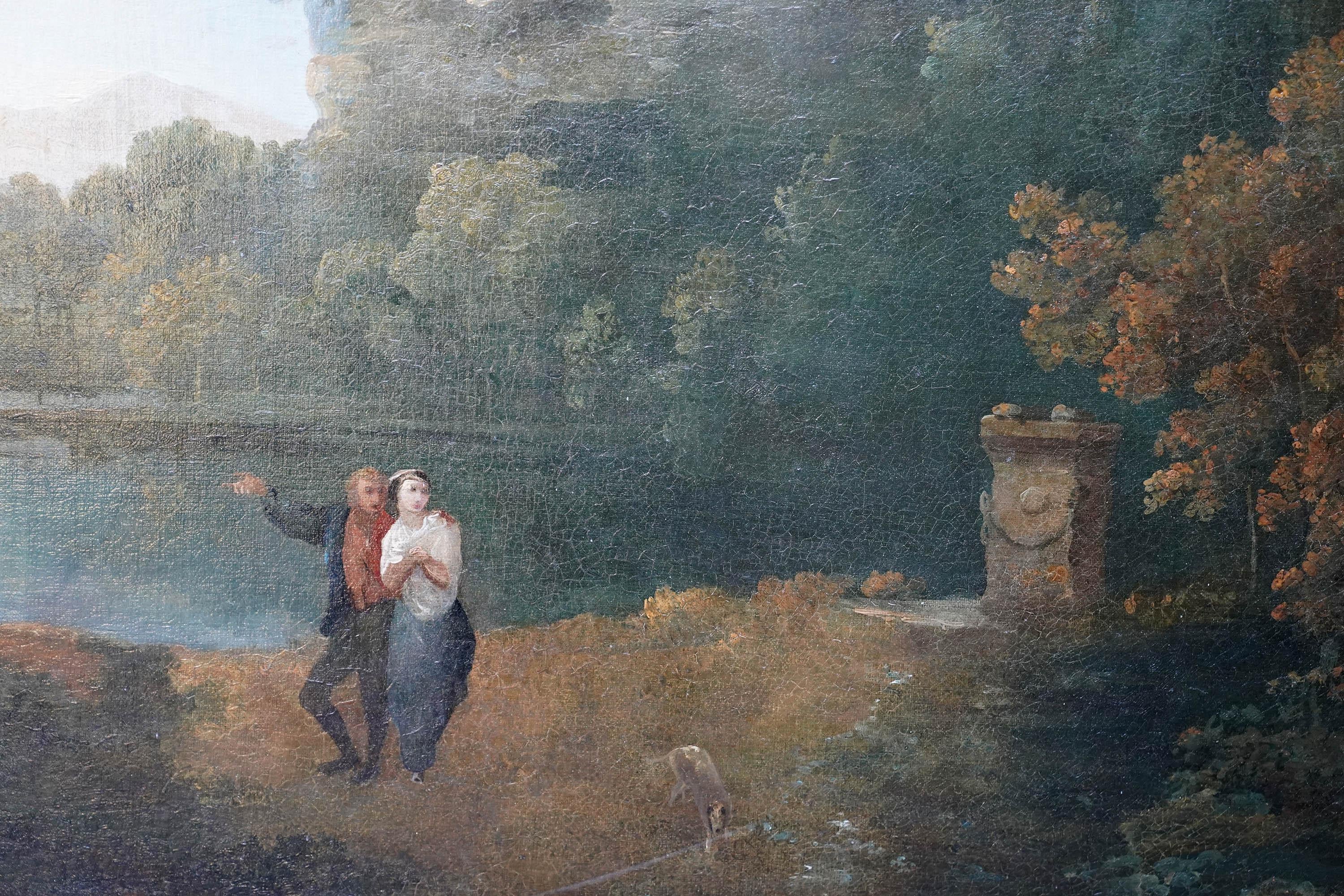 Liebespaar in der Landschaft - Britisches Ölgemälde der pastoralen Kunst des 18. im Angebot 8