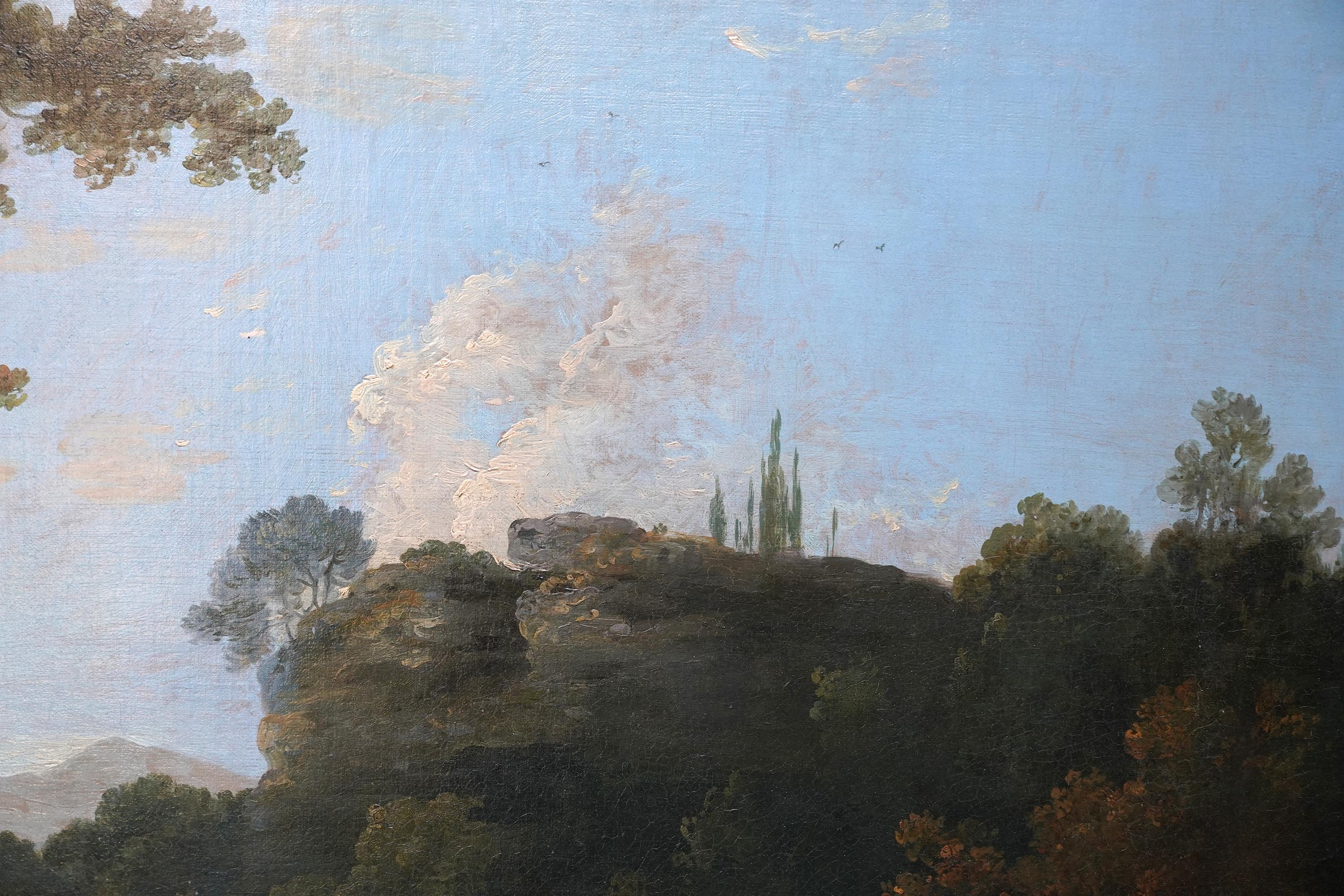 Liebespaar in der Landschaft - Britisches Ölgemälde der pastoralen Kunst des 18. im Angebot 2