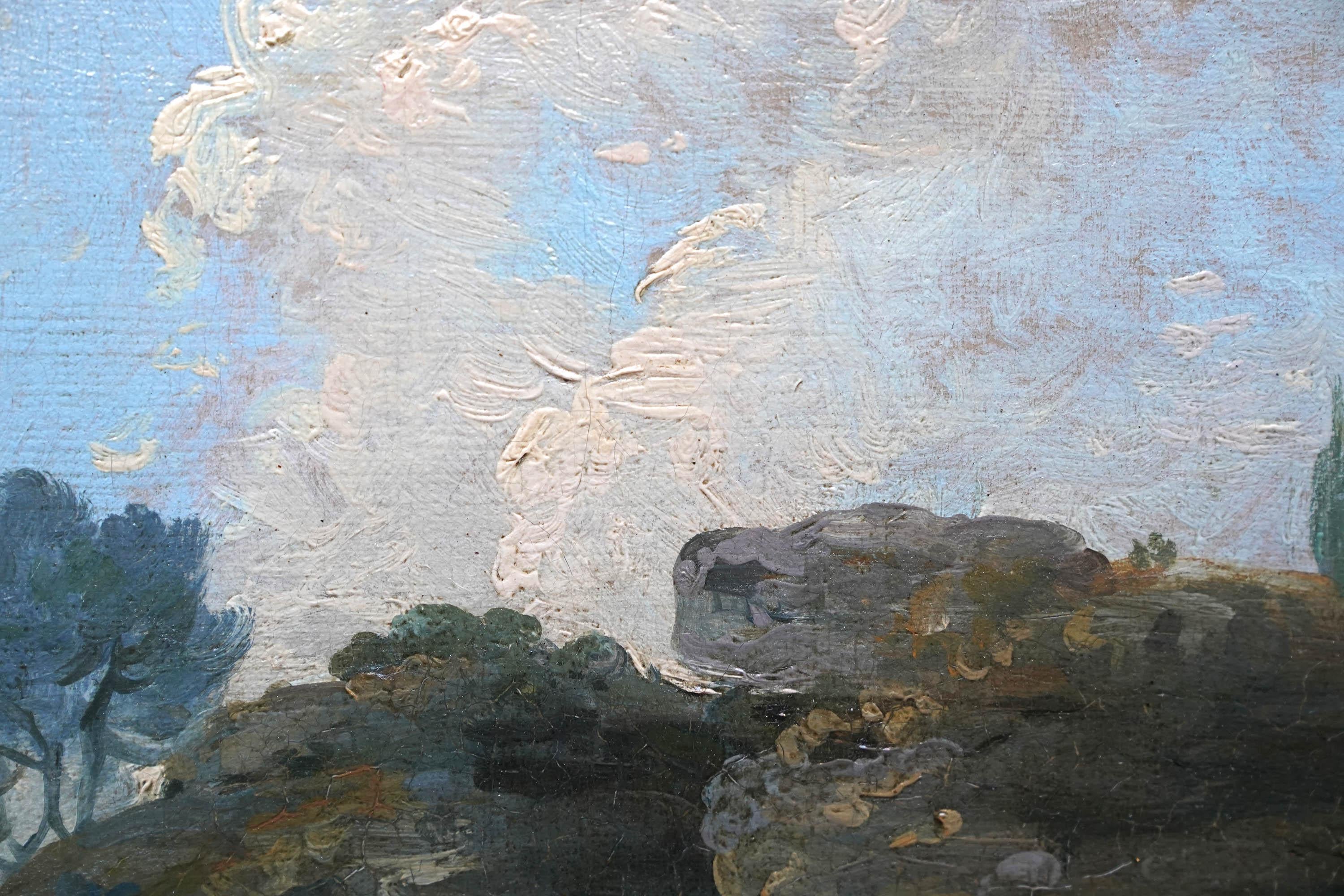 Liebespaar in der Landschaft - Britisches Ölgemälde der pastoralen Kunst des 18. im Angebot 3