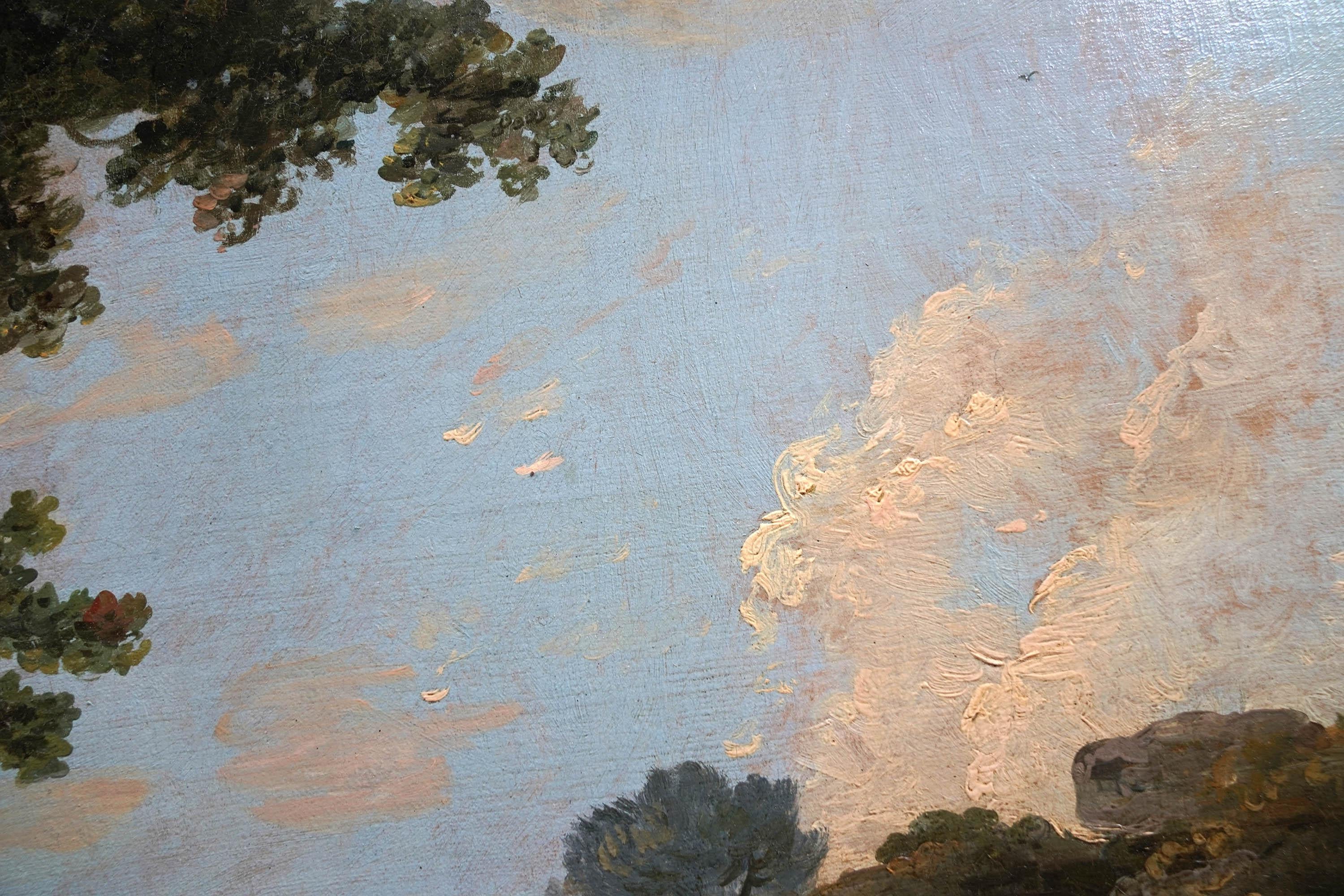 Liebespaar in der Landschaft - Britisches Ölgemälde der pastoralen Kunst des 18. im Angebot 4