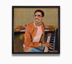"Stevie Wonder" Painting for Mural in Detroit, Musician, Portrait, Oil
