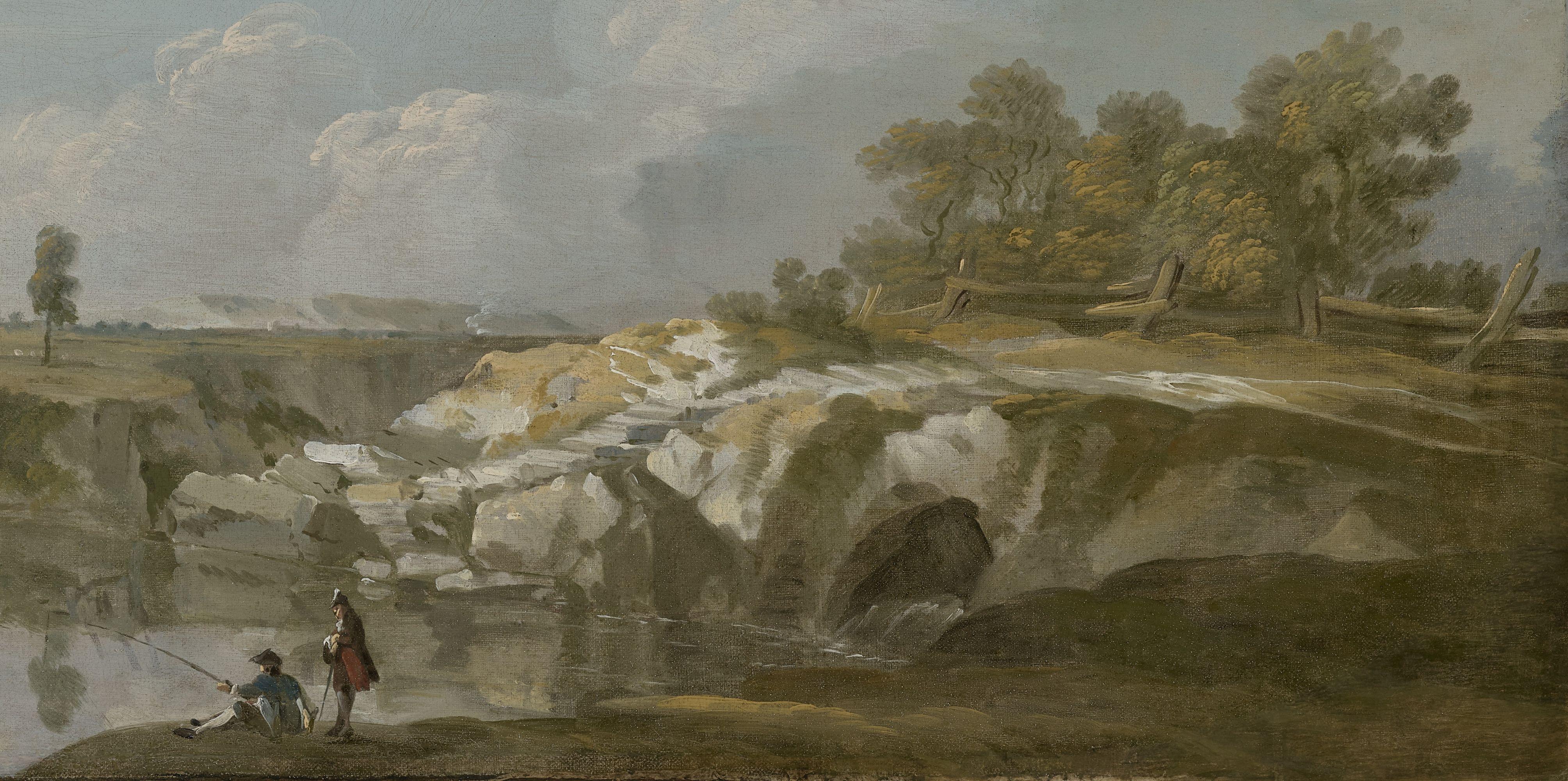 The Valley of the River Severn with a distant view of Shrewsbury - Brown Landscape Painting by Richard Wilson