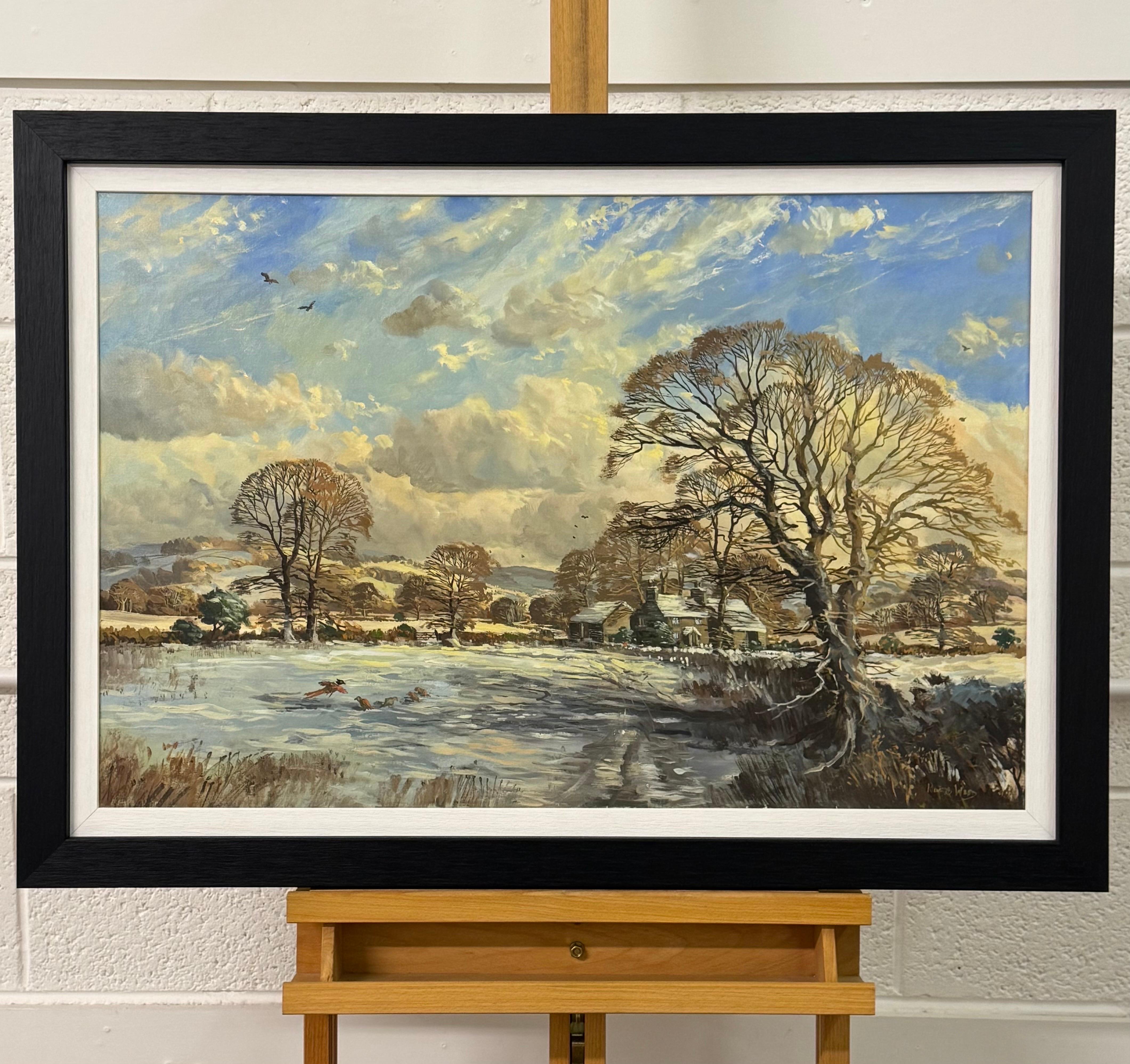 Paisaje invernal con campos y granja cubiertos de nieve en la campiña inglesa - Painting Escuela inglesa de Richard Wood