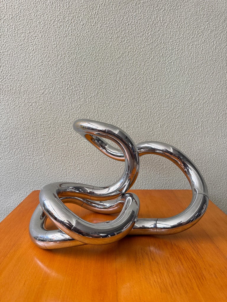 Richard X. Zawitz Large Chrome Tangle Kinetic Sculpture Postmodern