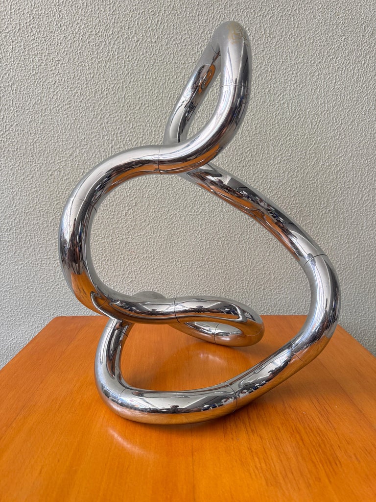 Richard X. Zawitz Large Chrome Tangle Kinetic Sculpture Postmodern