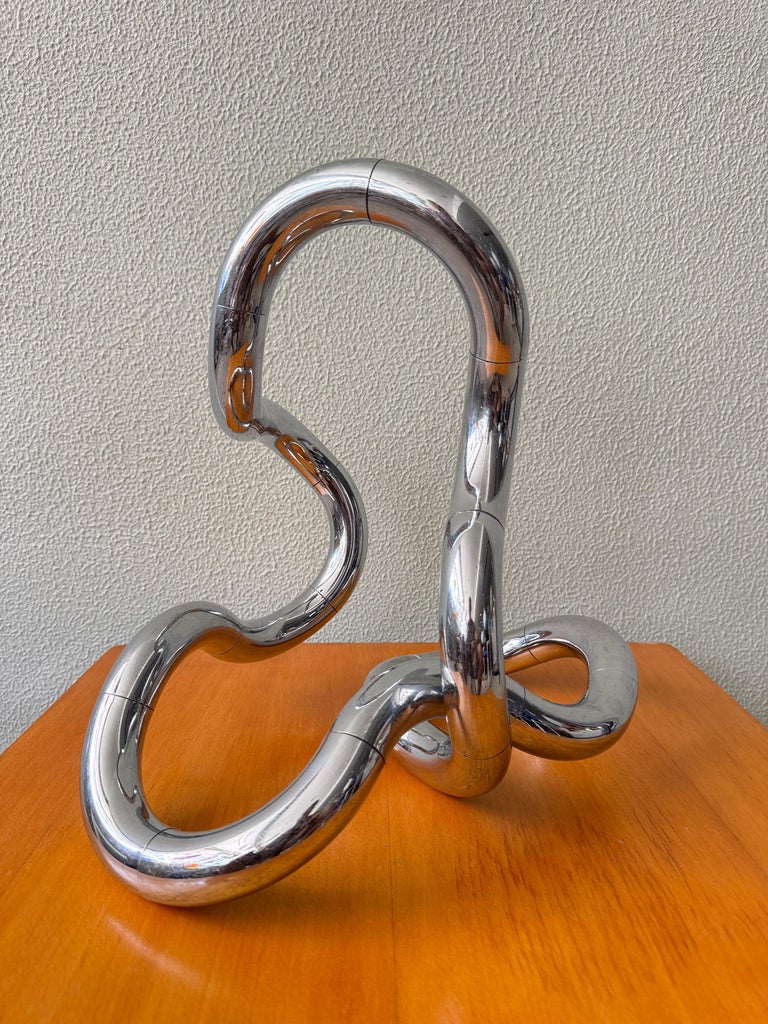 Richard X. Zawitz Large Chrome Tangle Kinetic Sculpture Postmodern