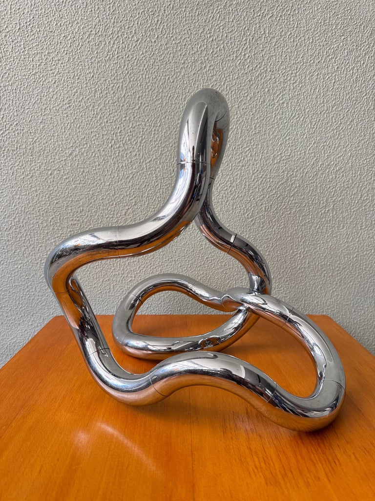 Richard X. Zawitz Large Chrome Tangle Kinetic Sculpture Postmodern