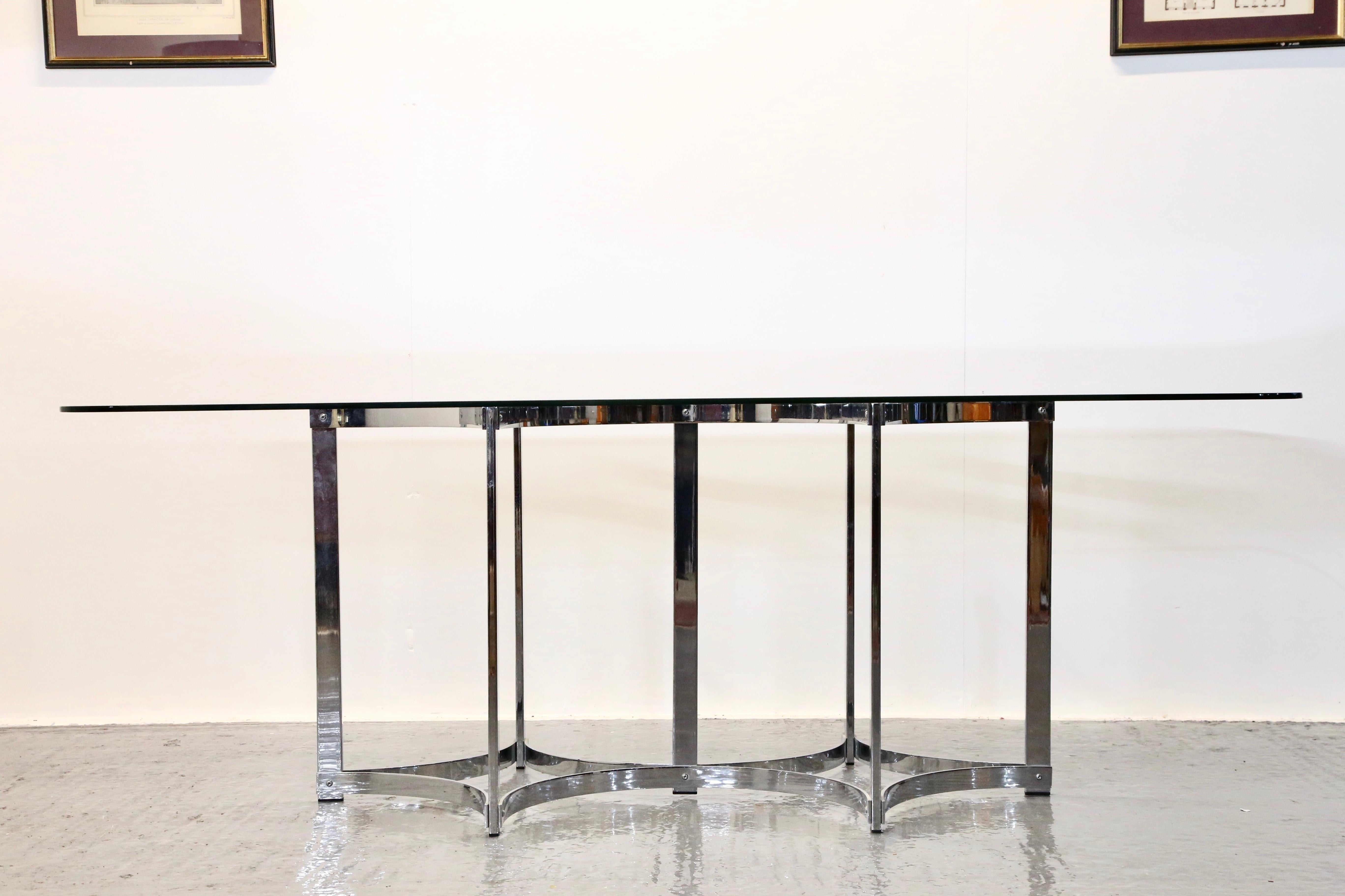Table de salle à manger en chrome et verre Richard Young pour Merrow Associates en vente 3