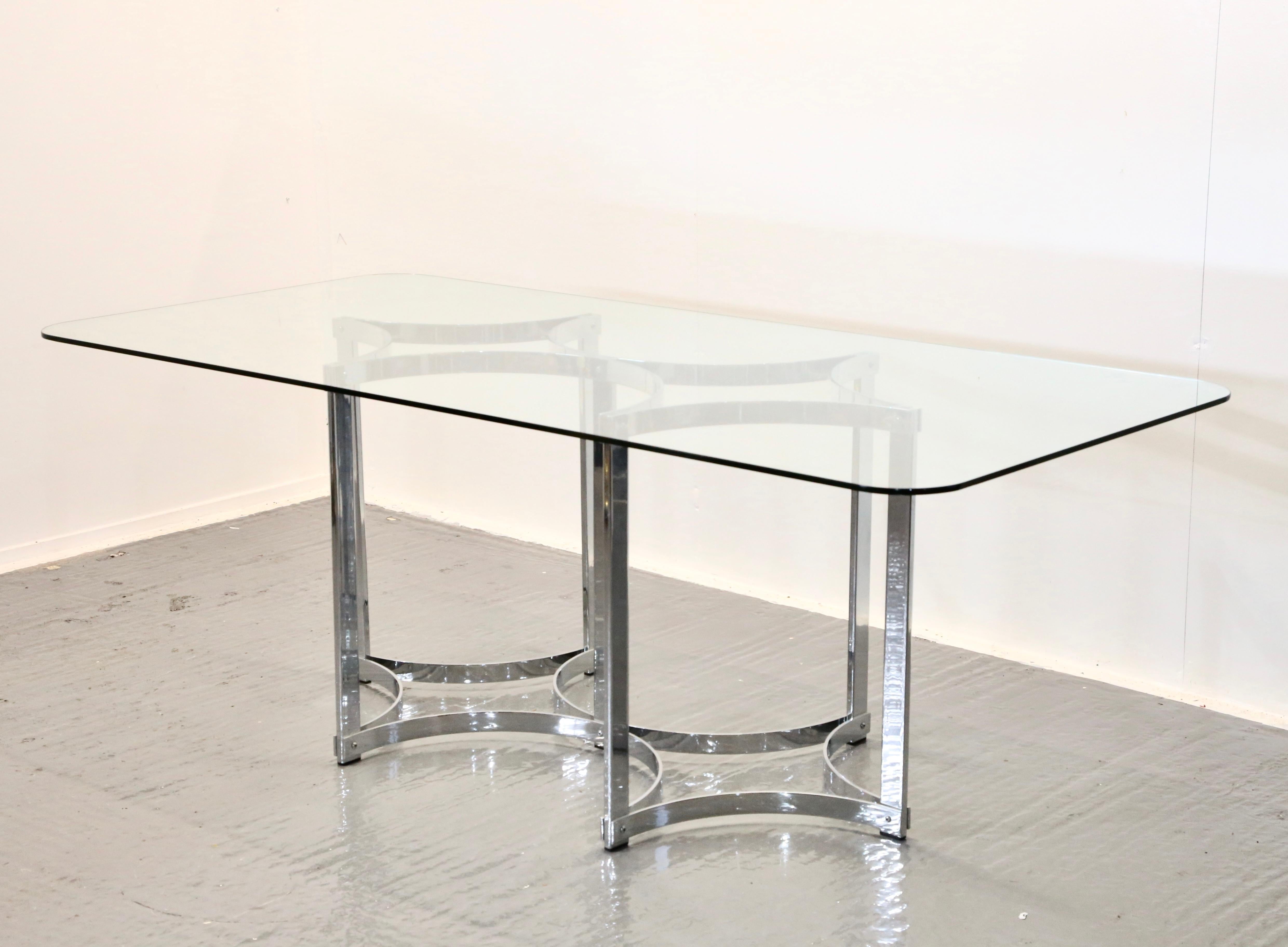 Richard Young For Merrow Associates Chrome & Glass Dining Table For Sale 6