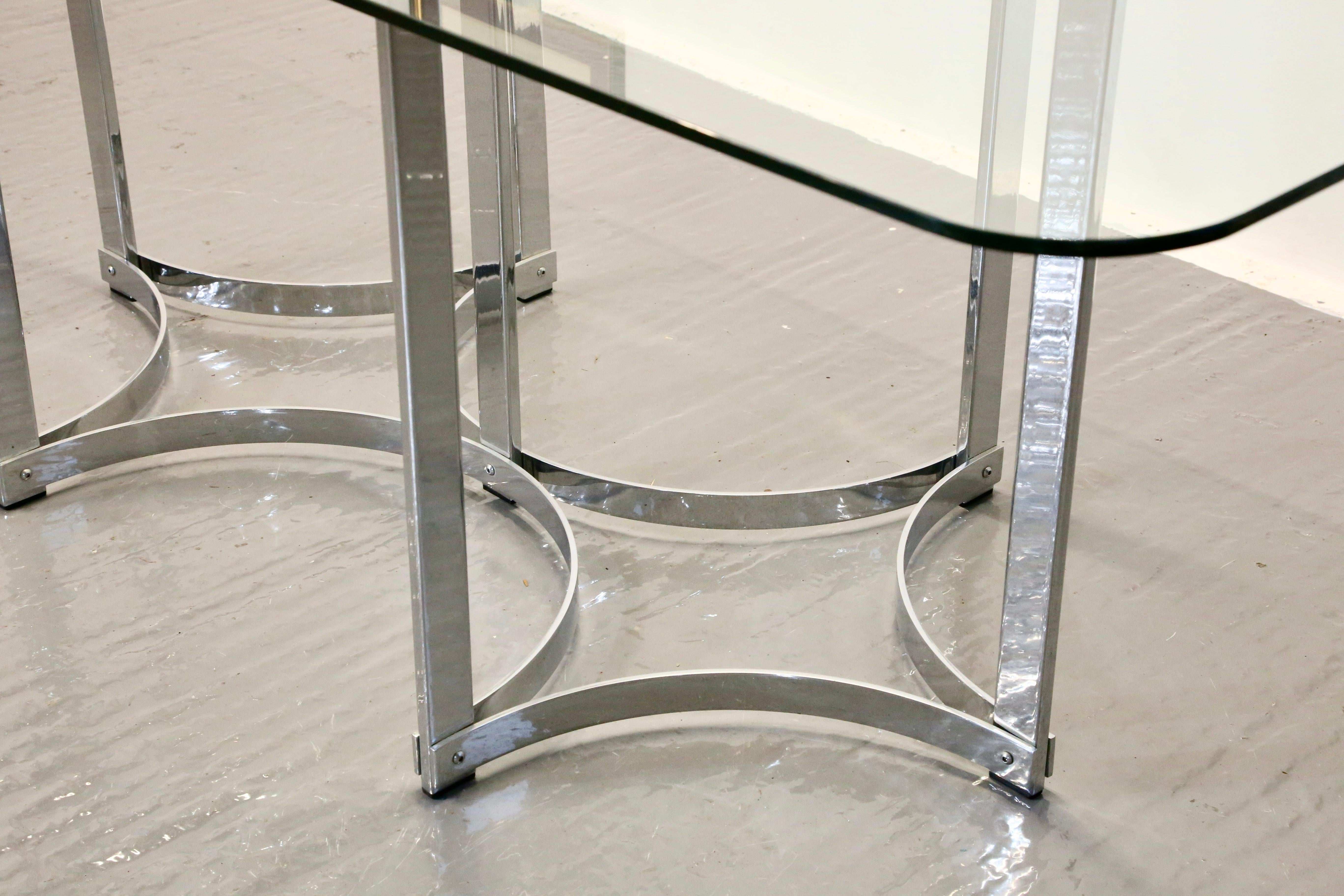 Richard Young For Merrow Associates Chrome & Glass Dining Table For Sale 1