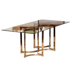Richard Young For Merrow Associates Chrome & Smoked Glass Dining Table