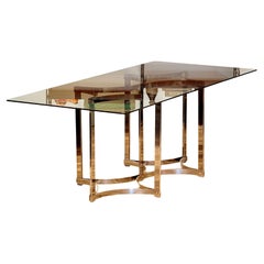 Richard Young For Merrow Associates Chrome & Smoked Glass Dining Table