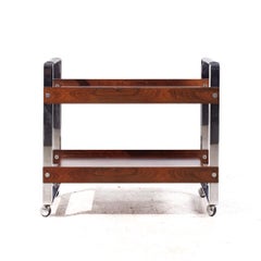 Richard Young para Merrow Associates Carro de servir cromado y de palisandro de mediados de siglo