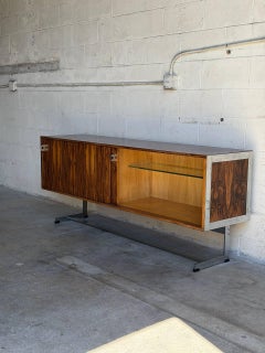 Richard Young for Merrow Associates Rosewood Sideboard Credenza Chrome Base