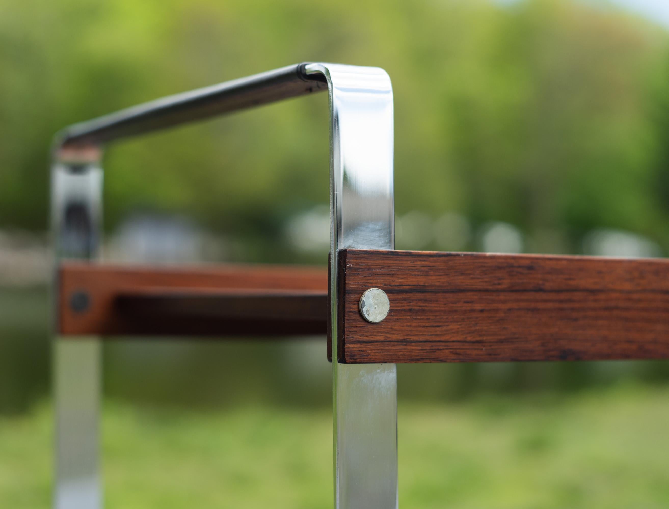 Richard Young - Merrow Associates Palisanderholz und verchromter Stahl, abgestufter MCM-Barwagen im Angebot 6