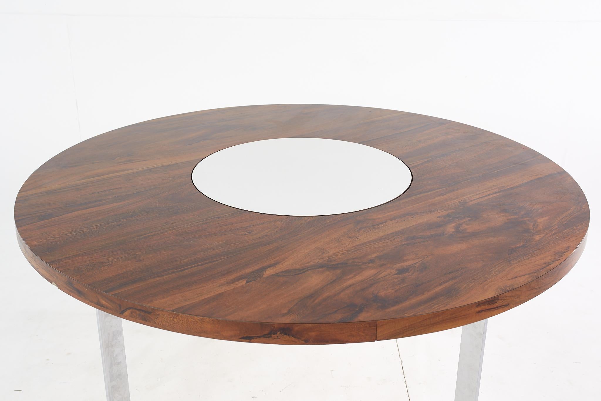 Late 20th Century Richard Young Mid Century Round Rosewood Lazy Susan Dining Table For Sale