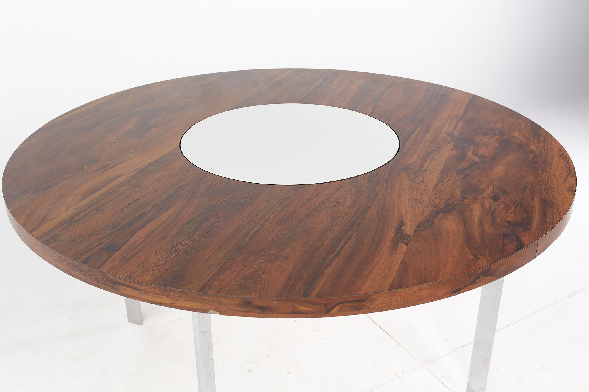 Richard Young Mid Century Round Rosewood Lazy Susan Dining Table For Sale 1