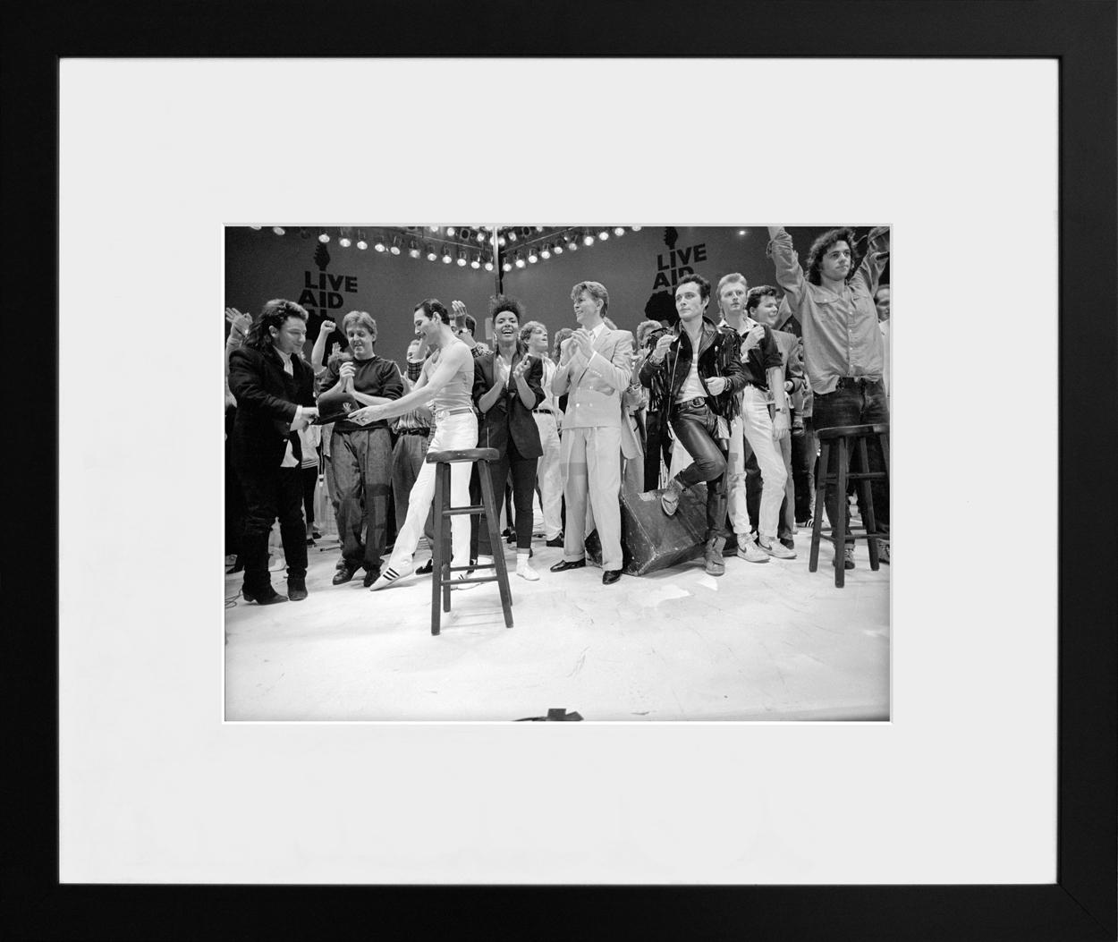 Bono, McCartney, Freddie, Bowie, Adam Ant & Geldof, Live Aid, Wembley, 1985 - Photograph by Richard Young