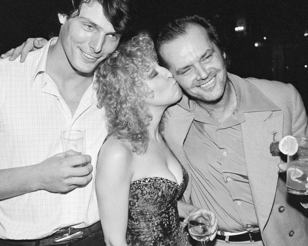Richard Young Black and White Photograph - Christopher Reeve, Bette Midler and Jack Nicholson, London, 1978, Photography