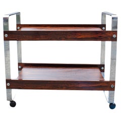 Richard Young Rosewood and Chrome Bar Cart