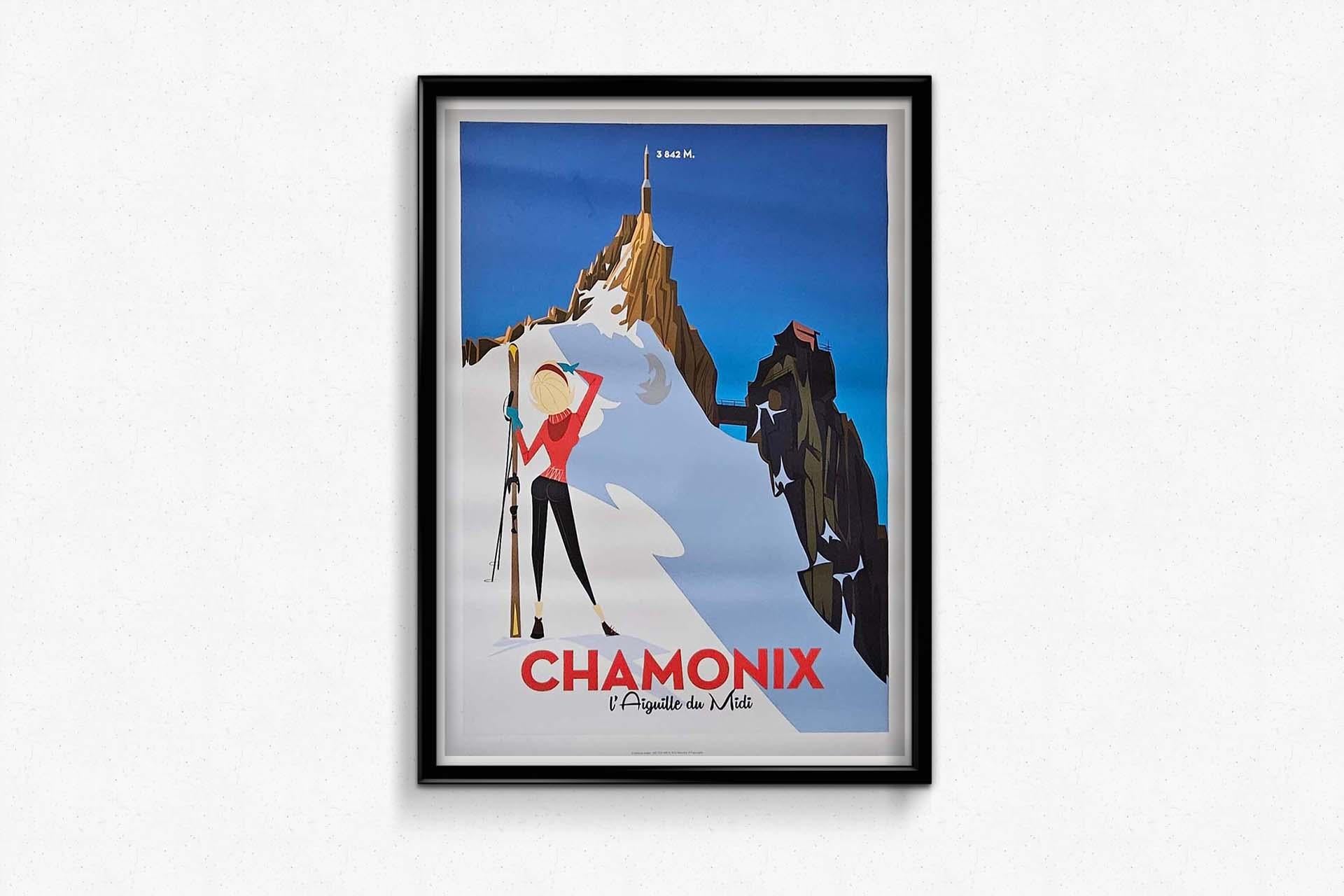 2012 original poster by Monsieur Z - Chamonix l'aiguille du Midi For Sale 1