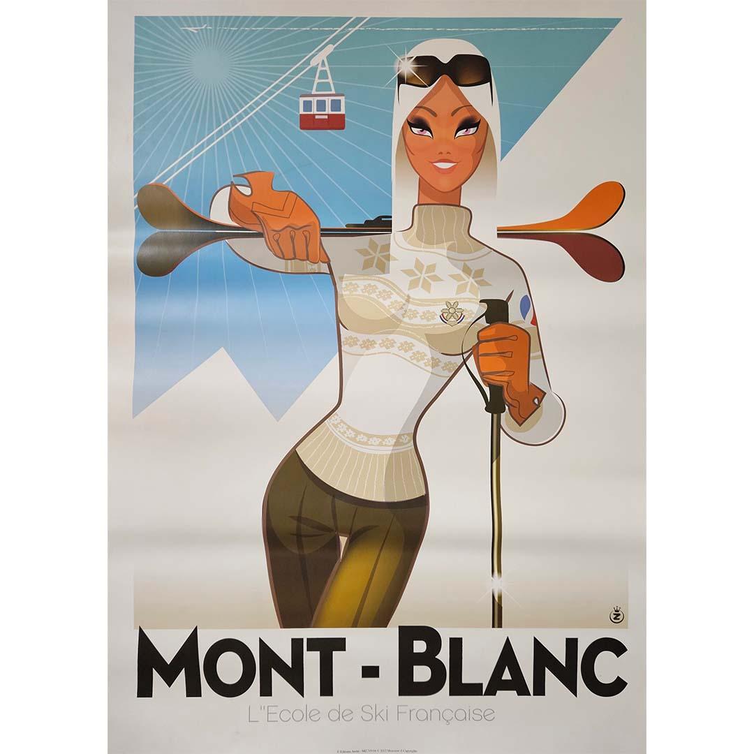 2012 original poster by Monsieur Z - Mont-Blanc l'école de ski française - Print by Richard Zielenkiewicz