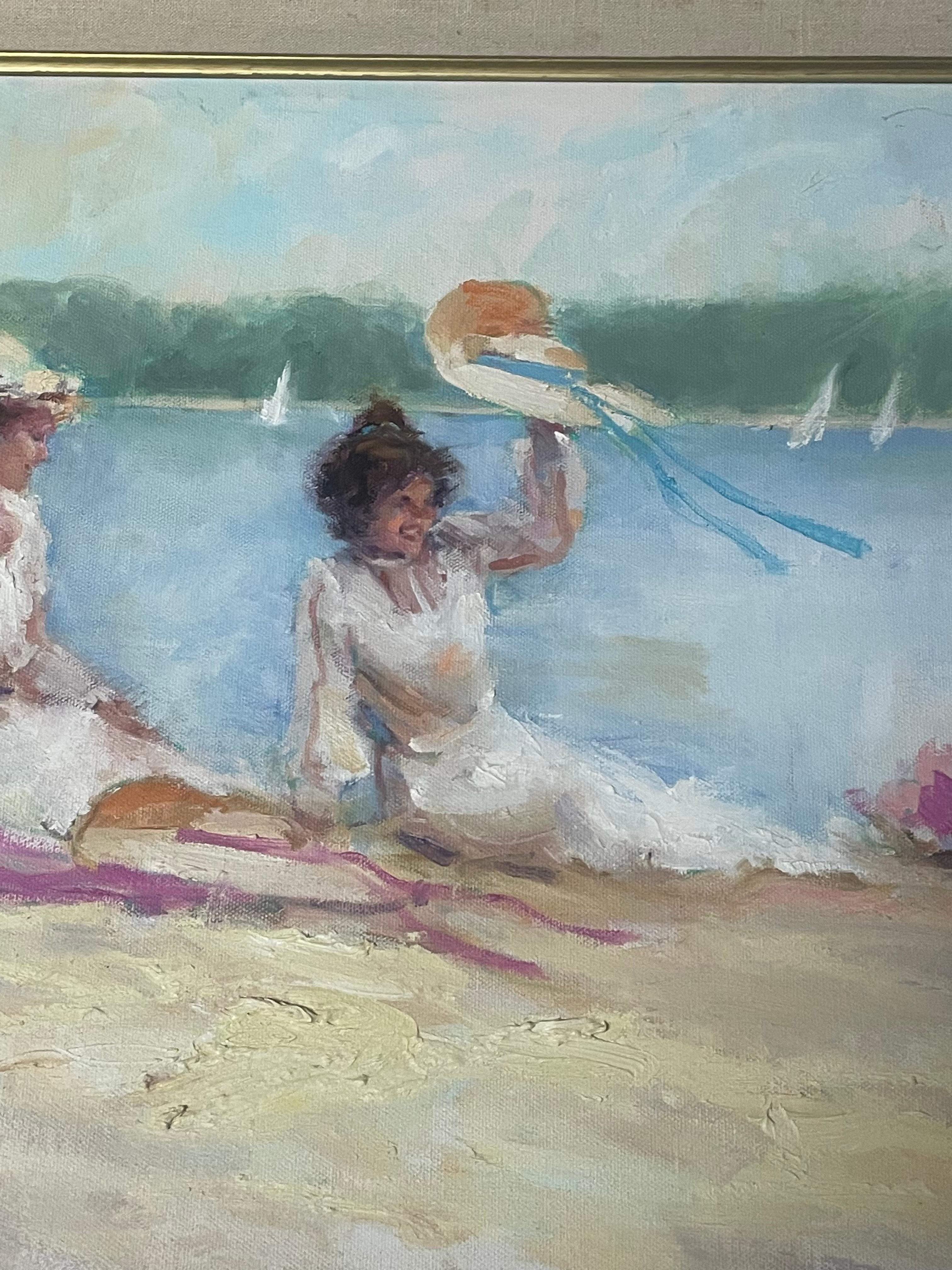 Richard Zolan original painting signed in front and back. In good condition. Measures 28x23