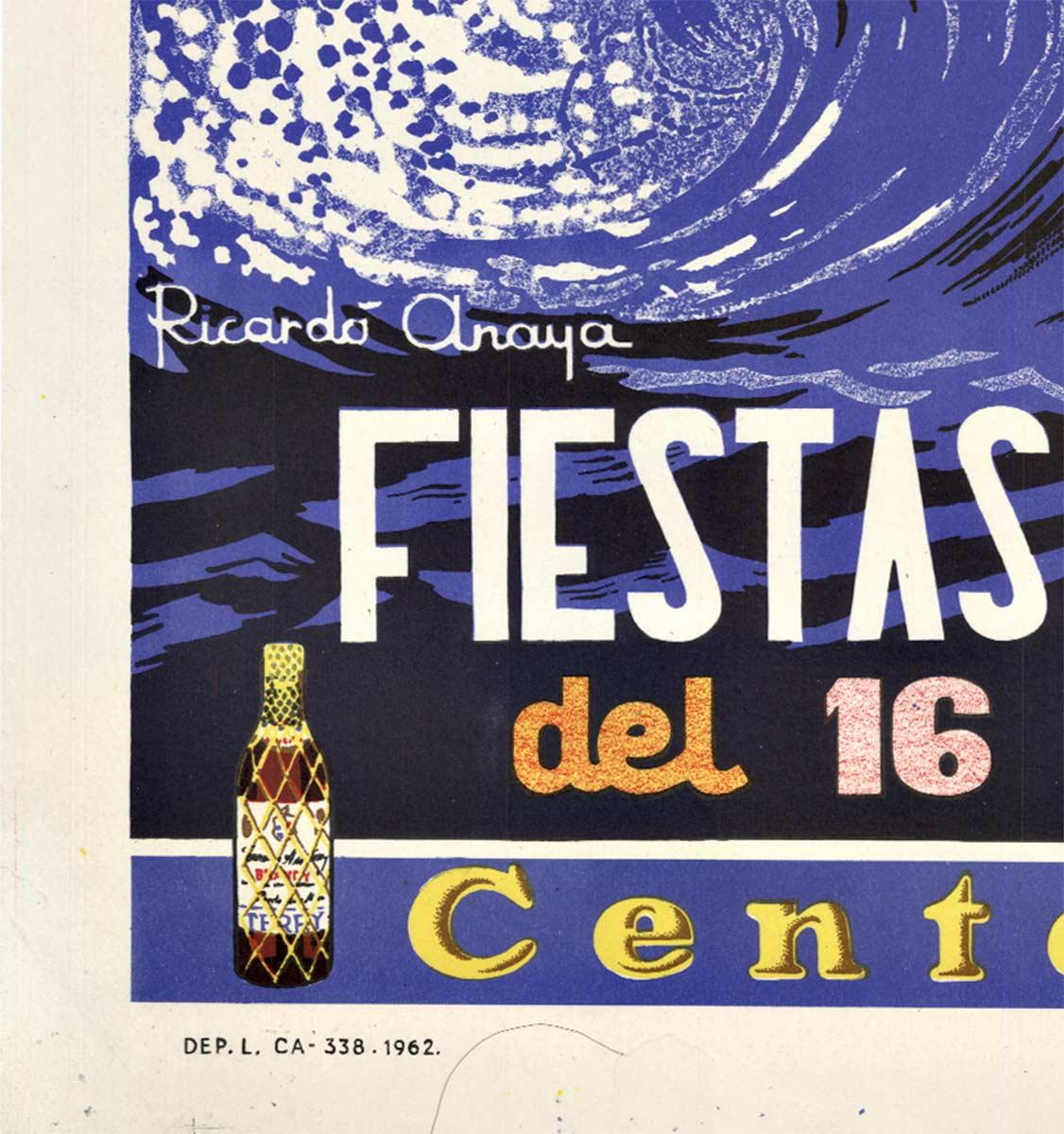 Original Cadiz Fiestas Tipicas Gaditanas Vintage spanisches Festival-Reiseplakat (Amerikanische Moderne), Print, von Richardo Anaya (Gomez)