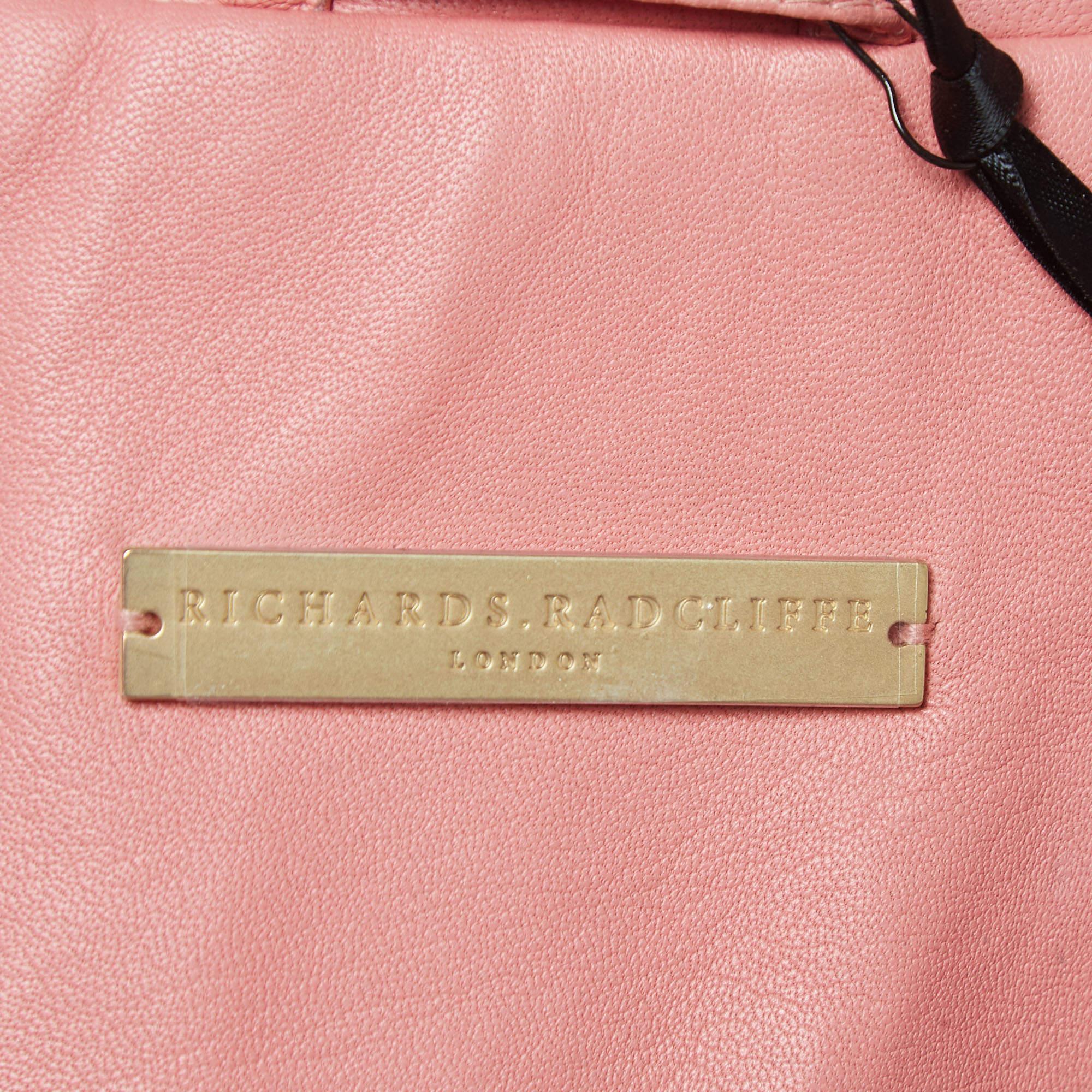 Richards Radcliffe Pink Leather Double Breasted Trench Coat M In Excellent Condition In Dubai, Al Qouz 2