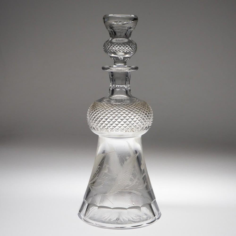 Richardson Thistle Decanter, c1900

It is tempting, whenever one is confronted with a thistle, to allow oneself to fall into the trap of immediately attributing a Scottish origin. Other than the lack of the Edinburgh Crystal mark there are a number