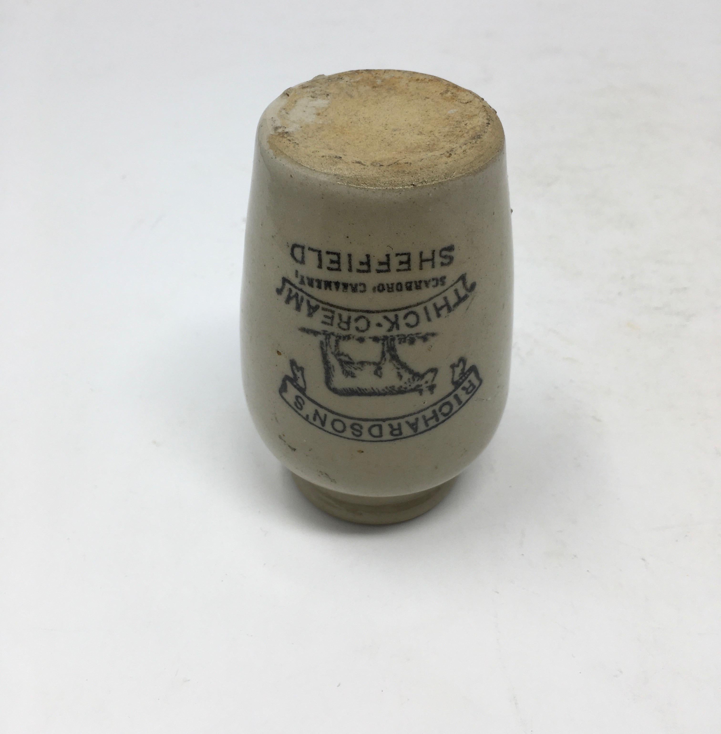 Richardson's Thick-Cream Ironstone Advertising Jar In Good Condition In Houston, TX