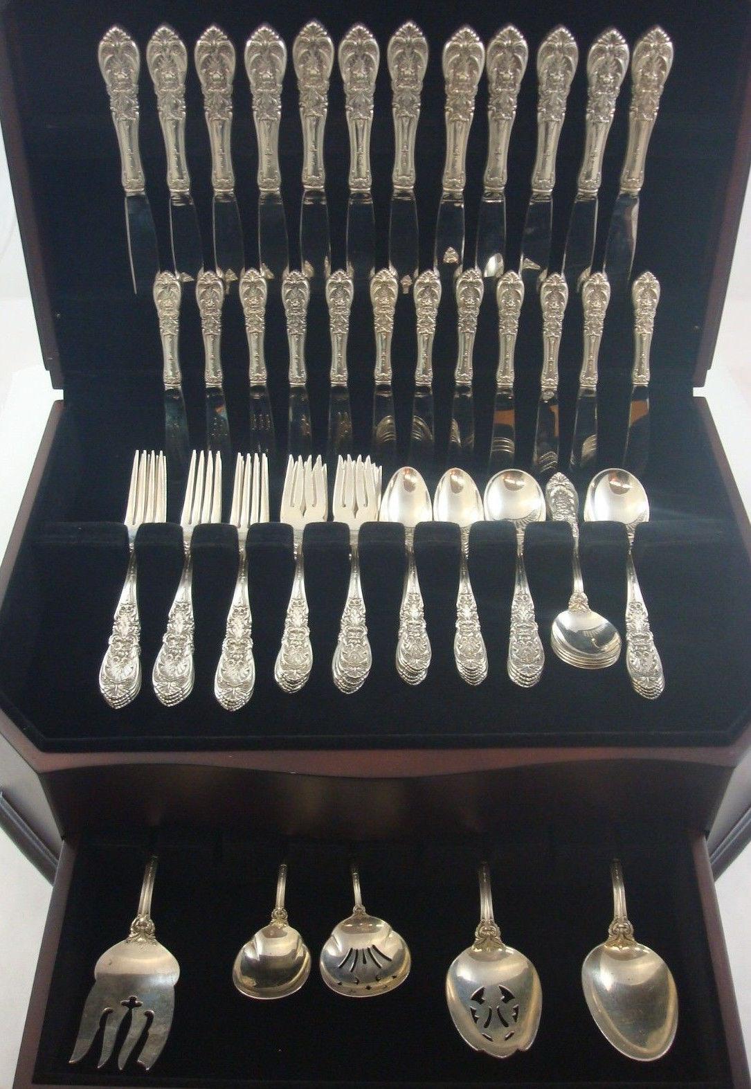 Stunning Richelieu by International sterling silver flatware set, 77 pieces. This set includes:

12 knives, 9 1/4