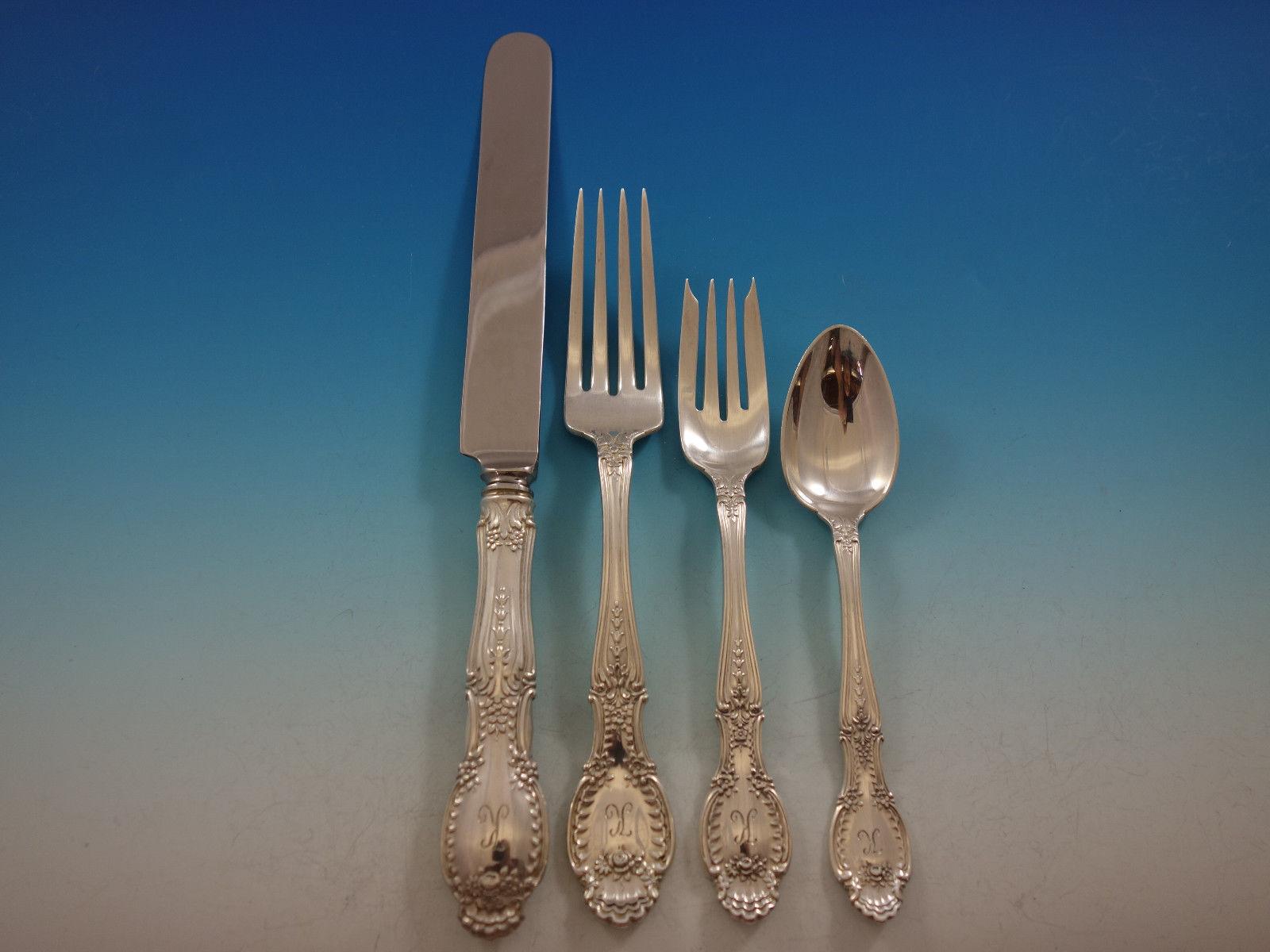 Richelieu by Tiffany Sterling Silver Flatware Set 12 Service Dinner 73 Pc K Mono In Excellent Condition In Big Bend, WI