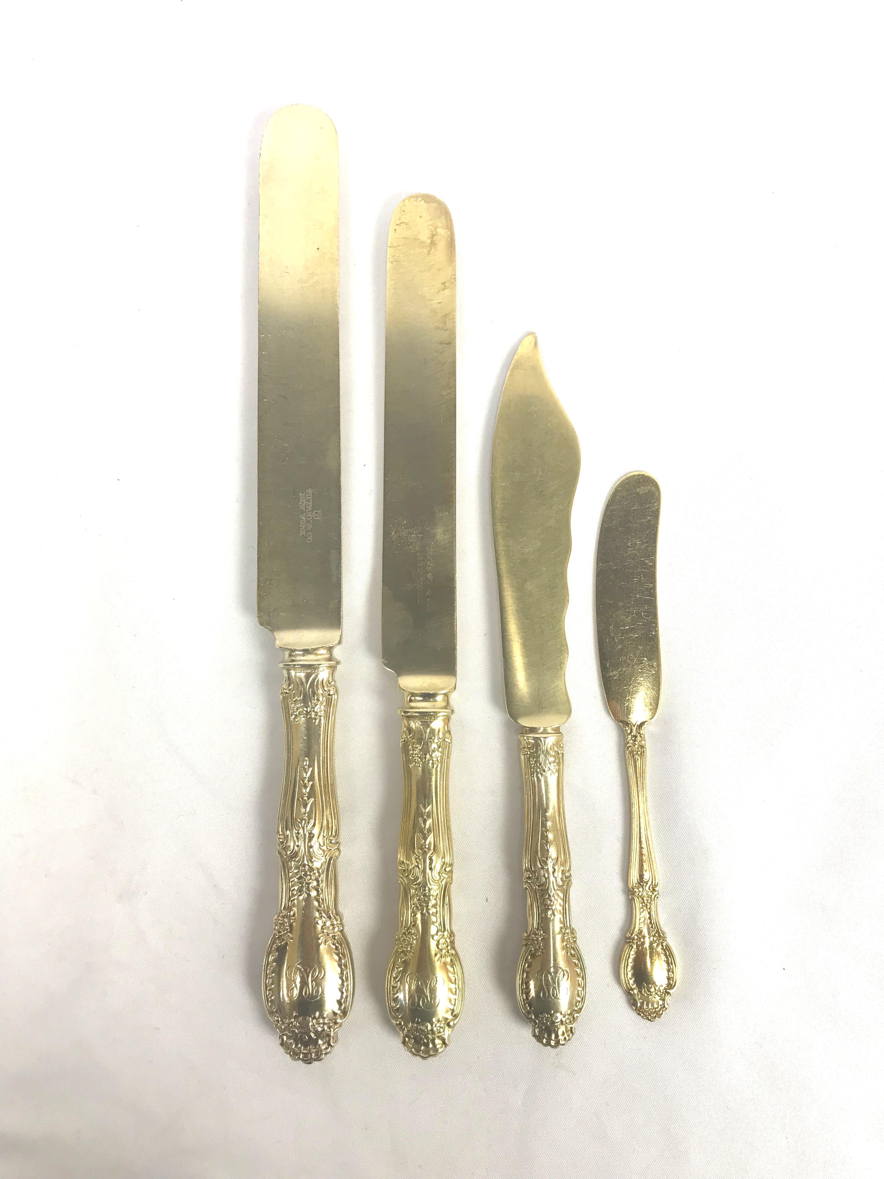 Richelieu Gold Vermeil by Tiffany Sterling Silver Flatware, 196 Pieces 7