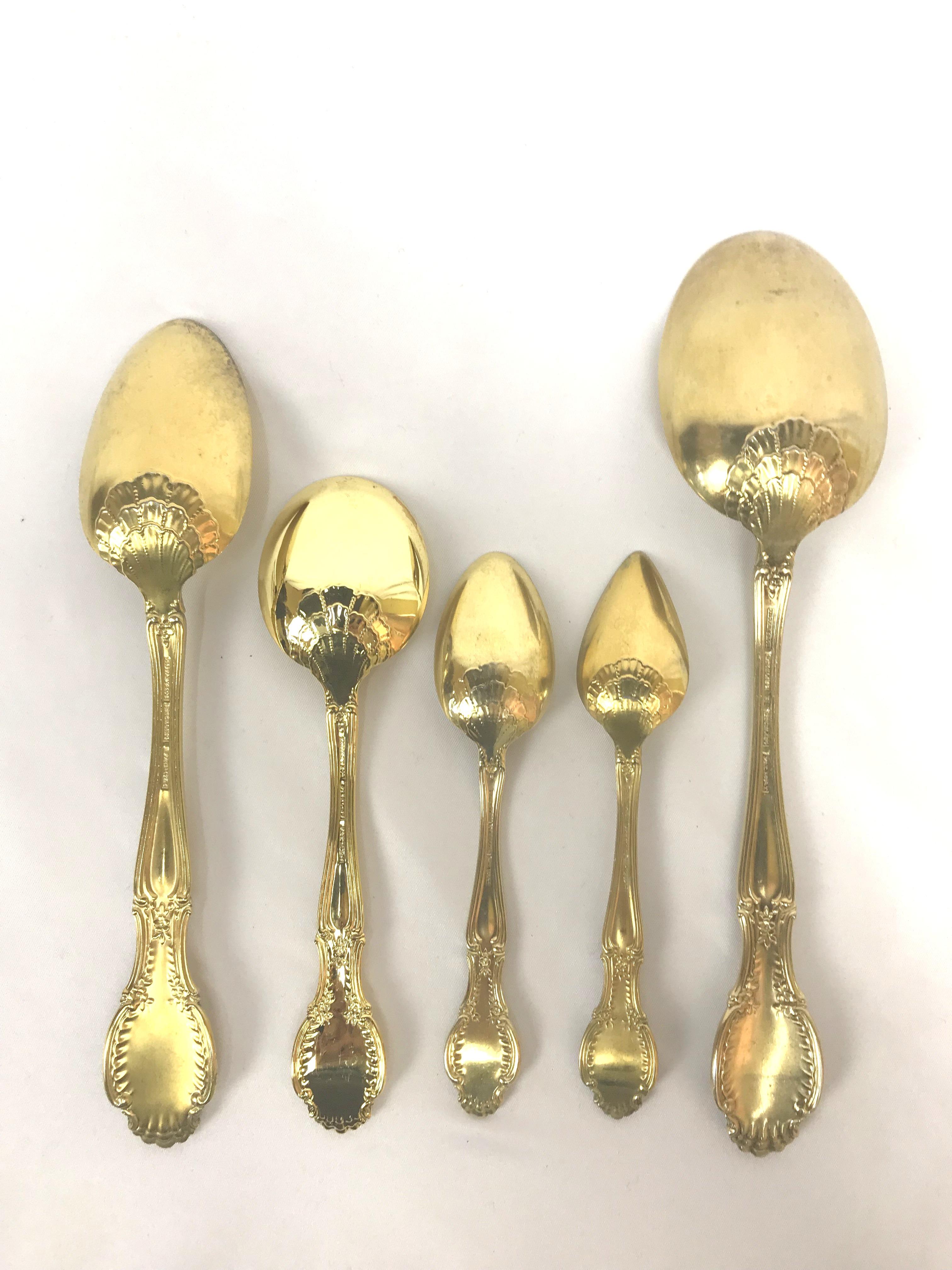 Richelieu Gold Vermeil by Tiffany Sterling Silver Flatware, 196 Pieces 9