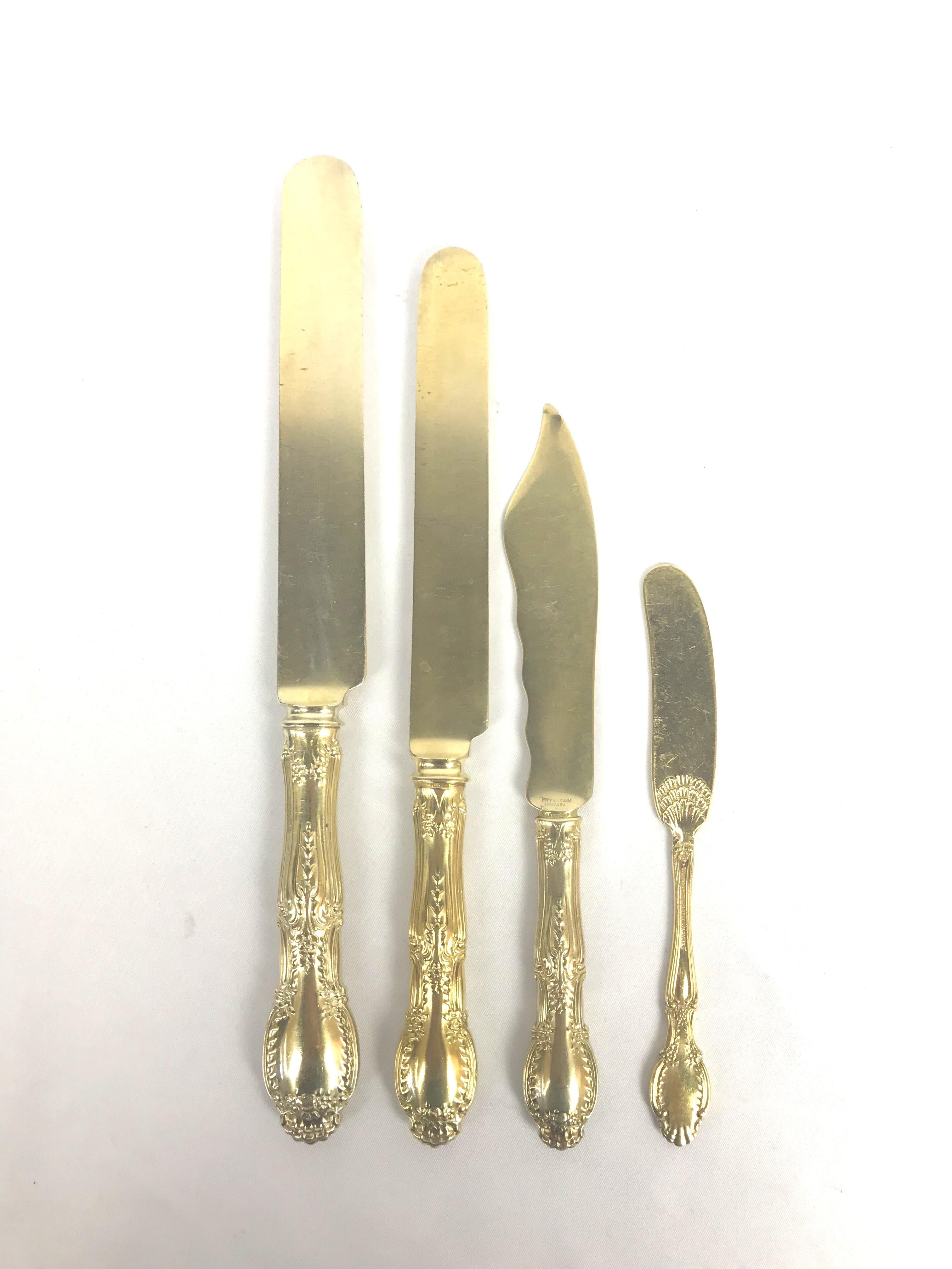 Richelieu Gold Vermeil by Tiffany Sterling Silver Flatware, 196 Pieces 3