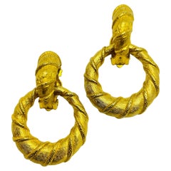 Orecchini a clip firmati RICHELIEU con battente d'oro d'epoca