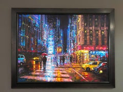 Richell Castellon, "City Colors" 30x40 Colorful Manhattan NYC Taxi Painting