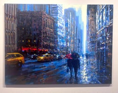 Richell Castellon, "City Synergy", 30x40 Color Manhattan New York Oil Painting