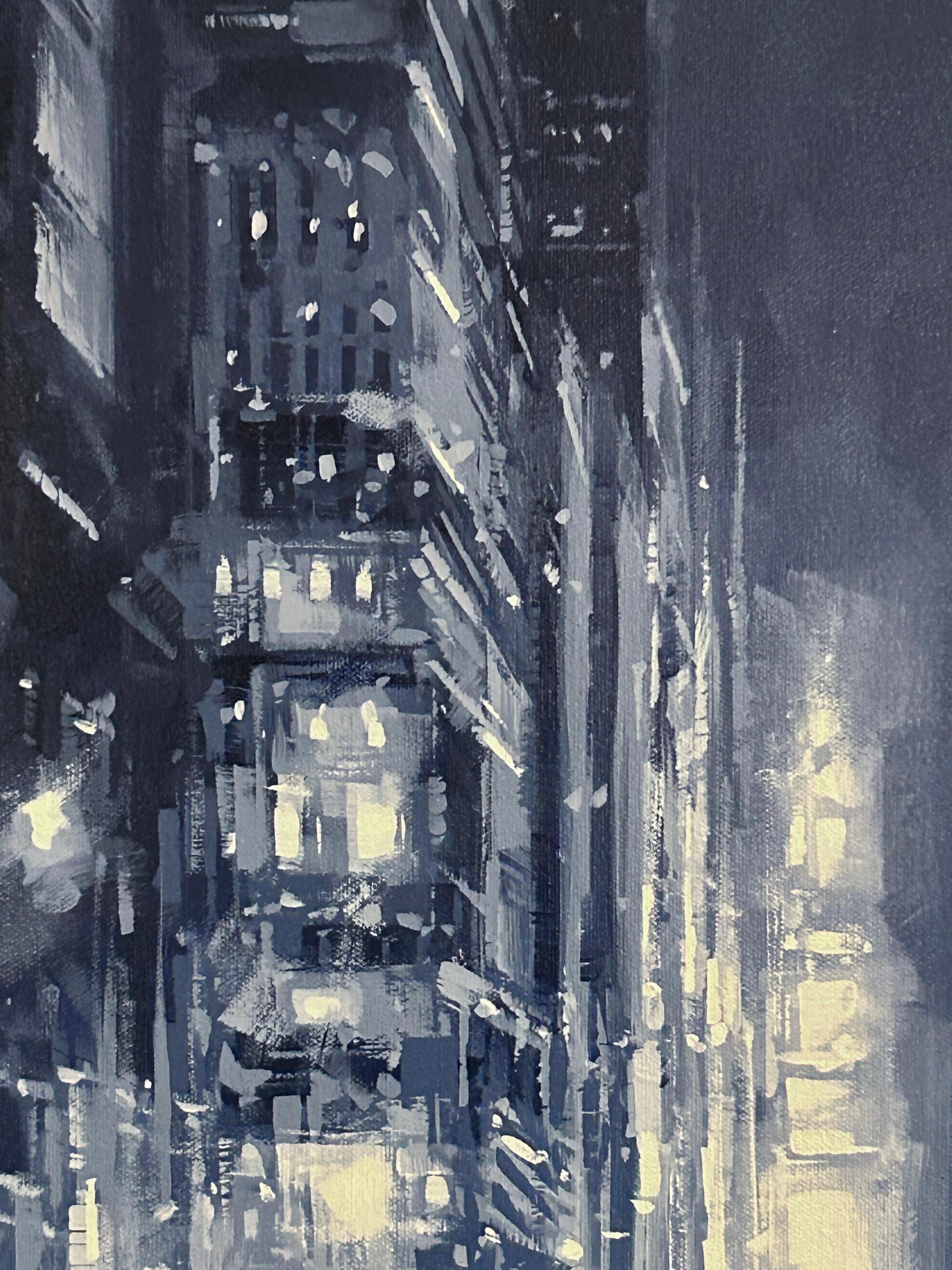 Richell Castellon, „Evening in the City“, 36x20 Rainy Manhattan NYC Gemälde im Angebot 6