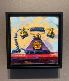 Richell Castellon, "Ring Ring, Ciao?" Natura morta con telefono vintage colorato, 6x6