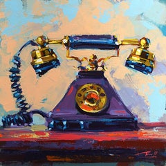 Richell Castellon, "Ring Ring, Ciao?" Natura morta con telefono vintage colorato, 6x6