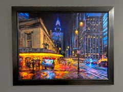 Richell Castellon, "View of the Chrysler" 30x40 Colorful NYC Manhattan Painting