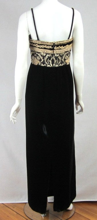  Richilene Black Gold Fleur De Lis Gown 1980s  For Sale 1