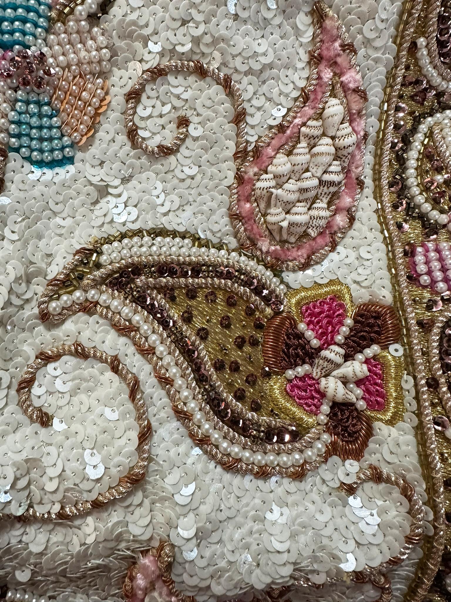 Richilene Heavily Beaded Evening Jacket with Sea Shells Beads Sequins 8