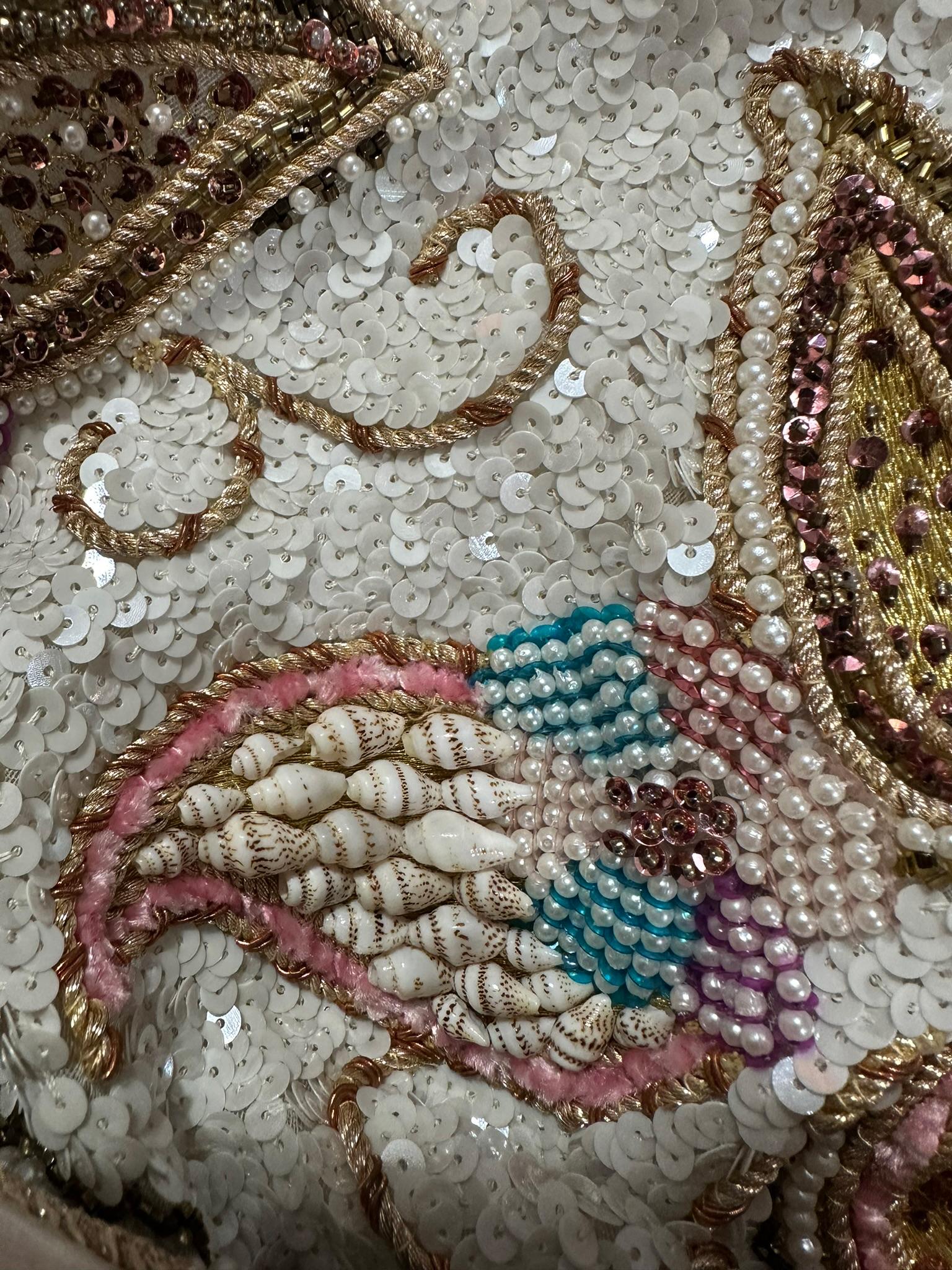 Richilene Heavily Beaded Evening Jacket with Sea Shells Beads Sequins 10
