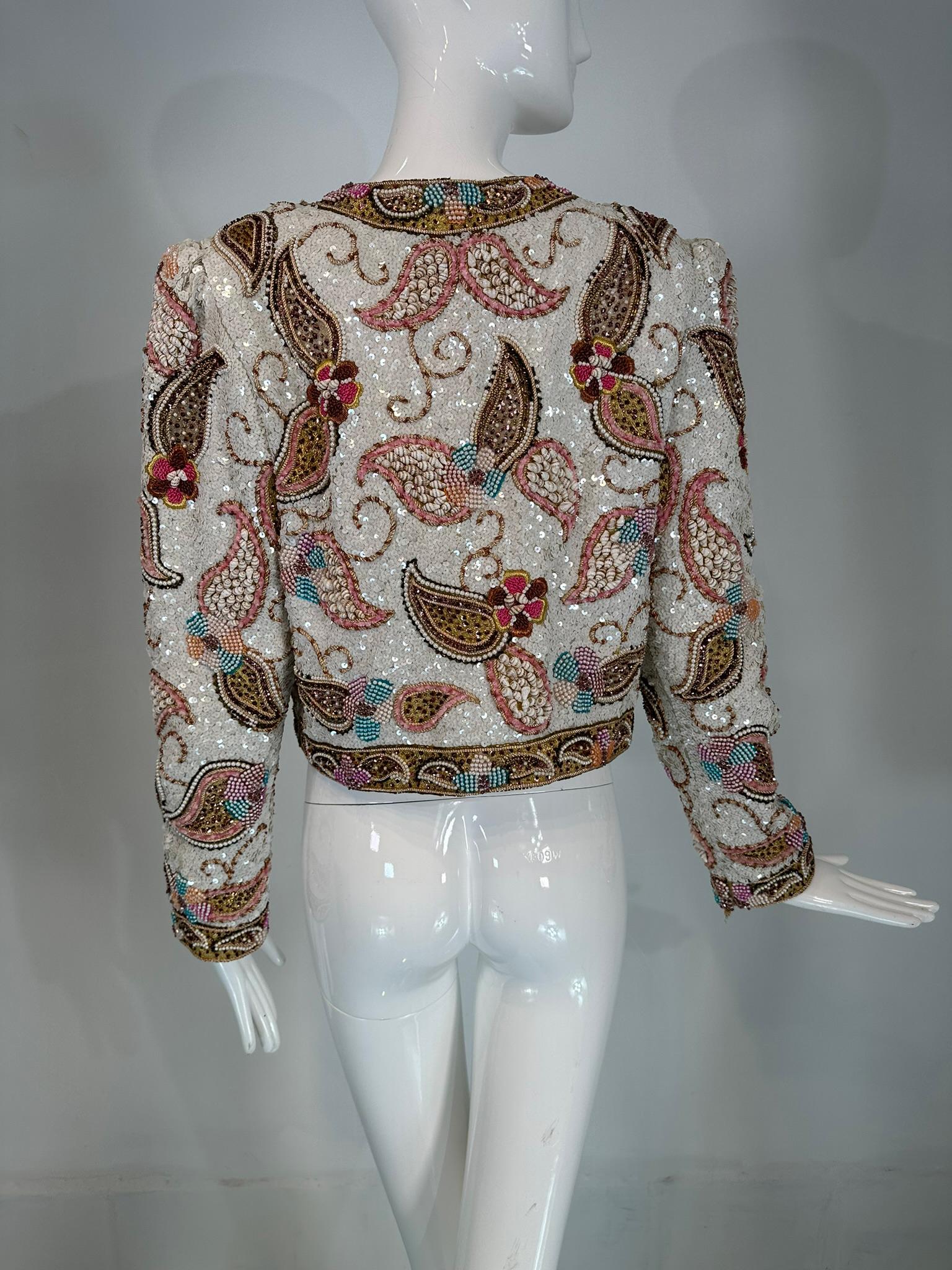 Richilene Heavily Beaded Evening Jacket with Sea Shells Beads Sequins 2